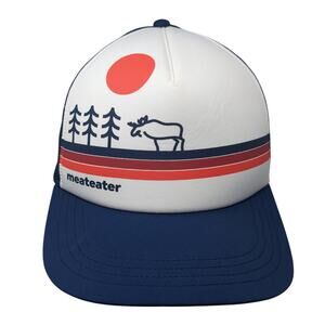 Meat Eater Snapback Trucker Hat Blue One Size Adjustable Lightweight Mesh Back